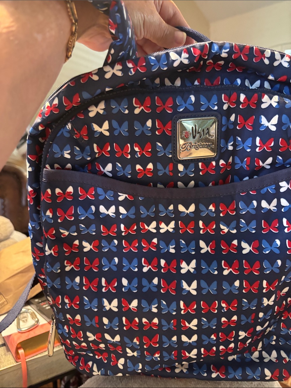 Brighton/Vera Bradley Red White Blue Butterfly Pattern Backpack